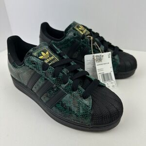 Adidas Superstar II W Green Snakeskin Black Shell Toe Womens Sneakers Size 7.5
